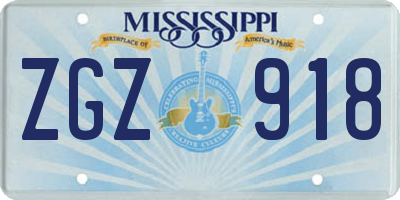 MS license plate ZGZ918