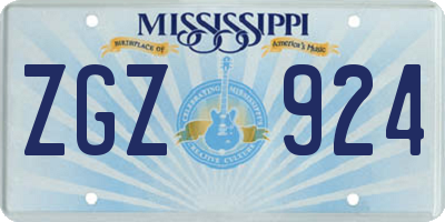 MS license plate ZGZ924