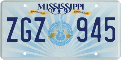 MS license plate ZGZ945