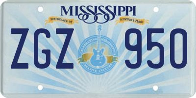 MS license plate ZGZ950