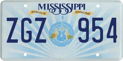 MS license plate ZGZ954