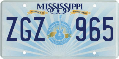 MS license plate ZGZ965