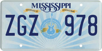 MS license plate ZGZ978