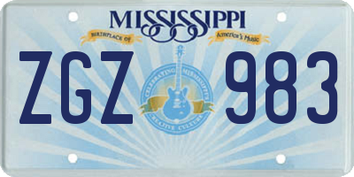 MS license plate ZGZ983