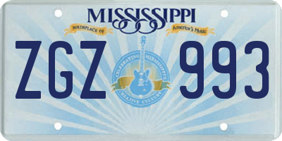 MS license plate ZGZ993