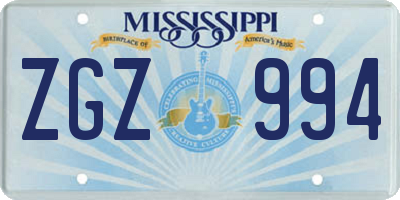 MS license plate ZGZ994