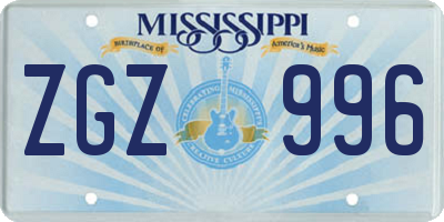 MS license plate ZGZ996