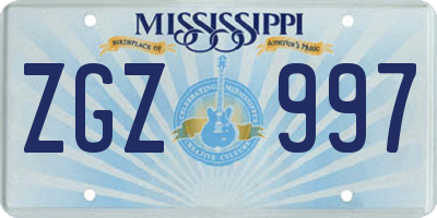 MS license plate ZGZ997