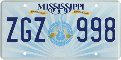 MS license plate ZGZ998