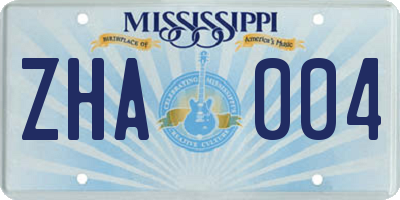 MS license plate ZHA004