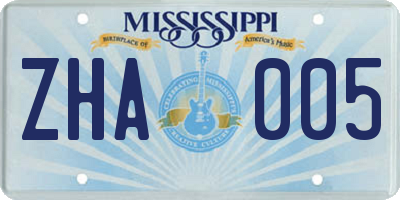 MS license plate ZHA005