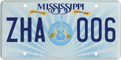 MS license plate ZHA006