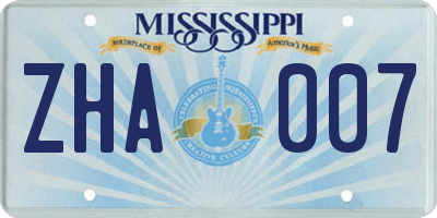 MS license plate ZHA007