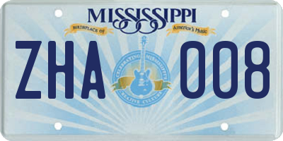 MS license plate ZHA008