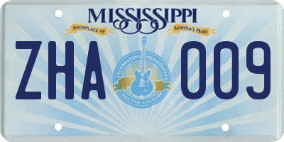 MS license plate ZHA009