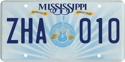 MS license plate ZHA010
