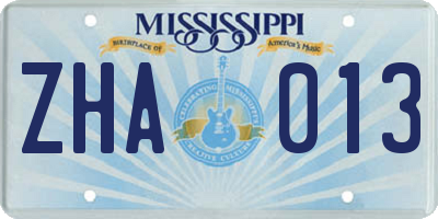 MS license plate ZHA013