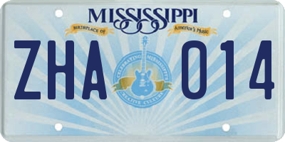 MS license plate ZHA014
