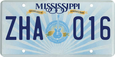 MS license plate ZHA016