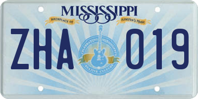 MS license plate ZHA019