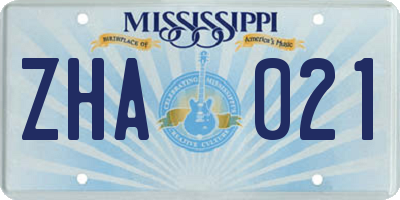 MS license plate ZHA021