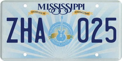 MS license plate ZHA025