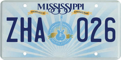 MS license plate ZHA026