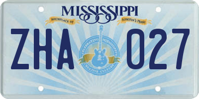 MS license plate ZHA027