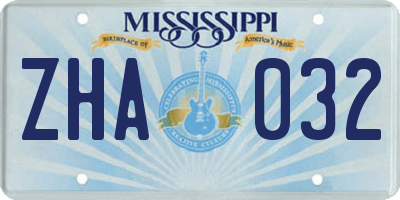 MS license plate ZHA032