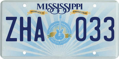 MS license plate ZHA033