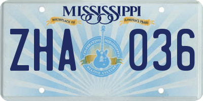 MS license plate ZHA036
