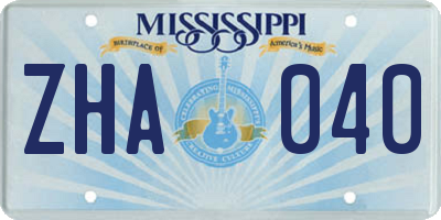 MS license plate ZHA040