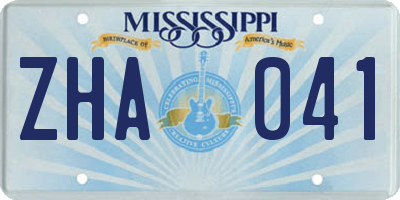 MS license plate ZHA041