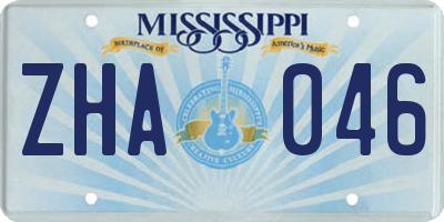 MS license plate ZHA046