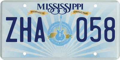MS license plate ZHA058