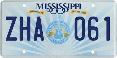 MS license plate ZHA061