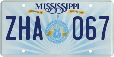 MS license plate ZHA067