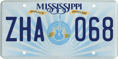 MS license plate ZHA068