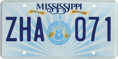 MS license plate ZHA071