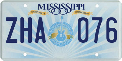 MS license plate ZHA076