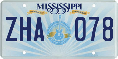MS license plate ZHA078