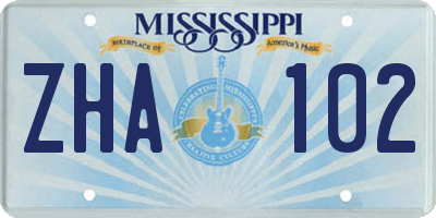MS license plate ZHA102