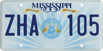 MS license plate ZHA105