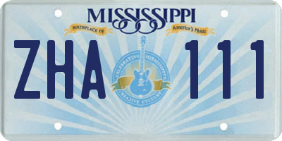 MS license plate ZHA111