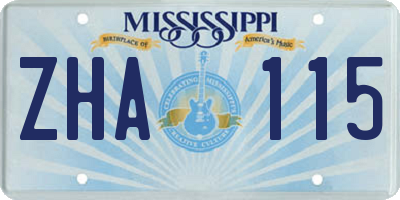 MS license plate ZHA115
