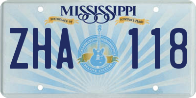 MS license plate ZHA118