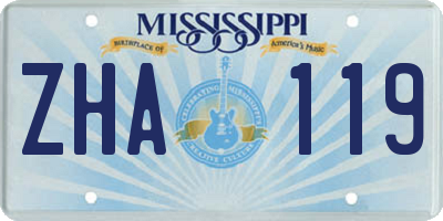 MS license plate ZHA119
