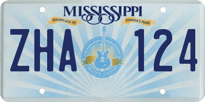 MS license plate ZHA124