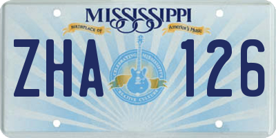 MS license plate ZHA126