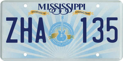 MS license plate ZHA135